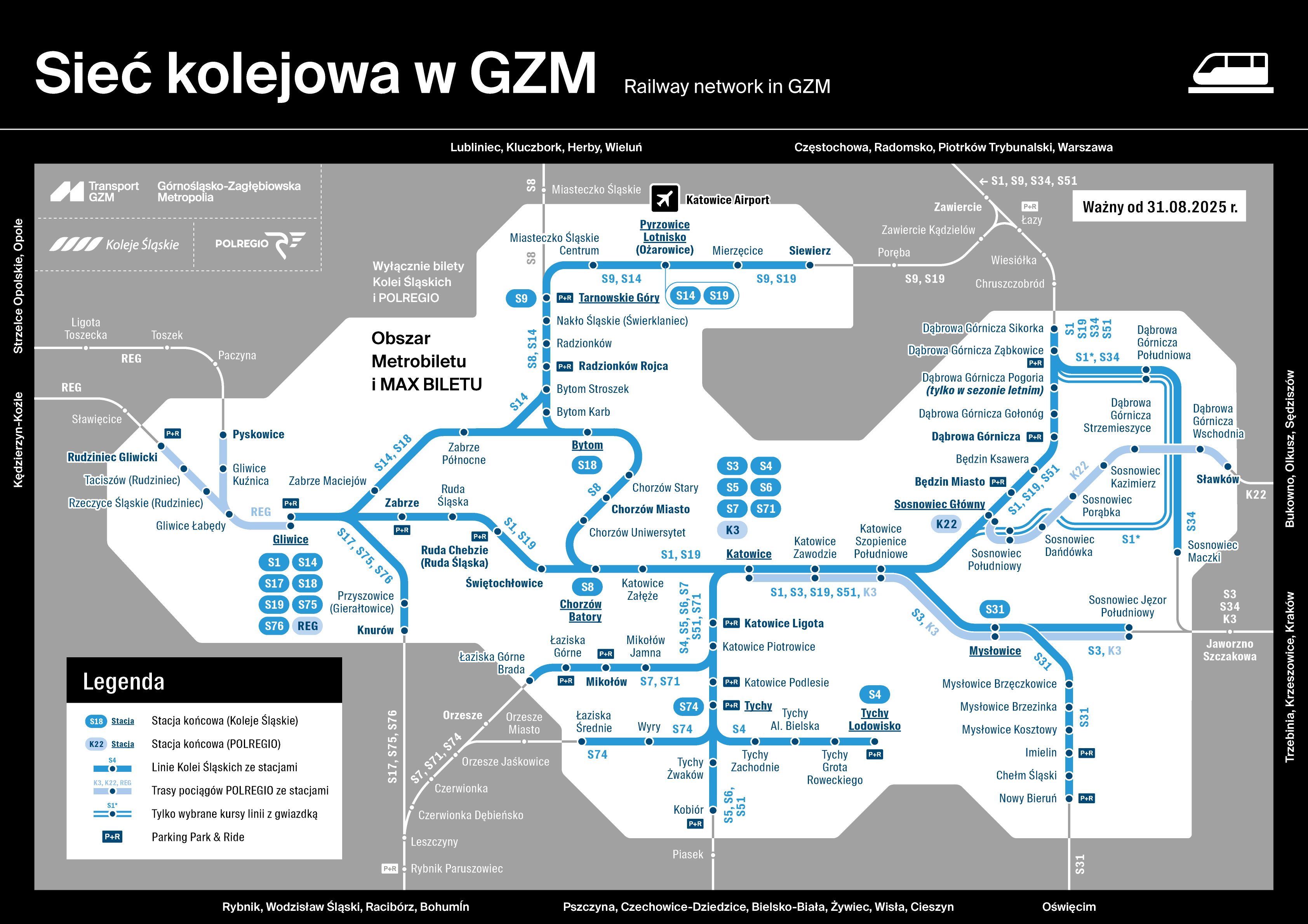 Sieć kolejowa - ważny od 31 sierpnia 2025